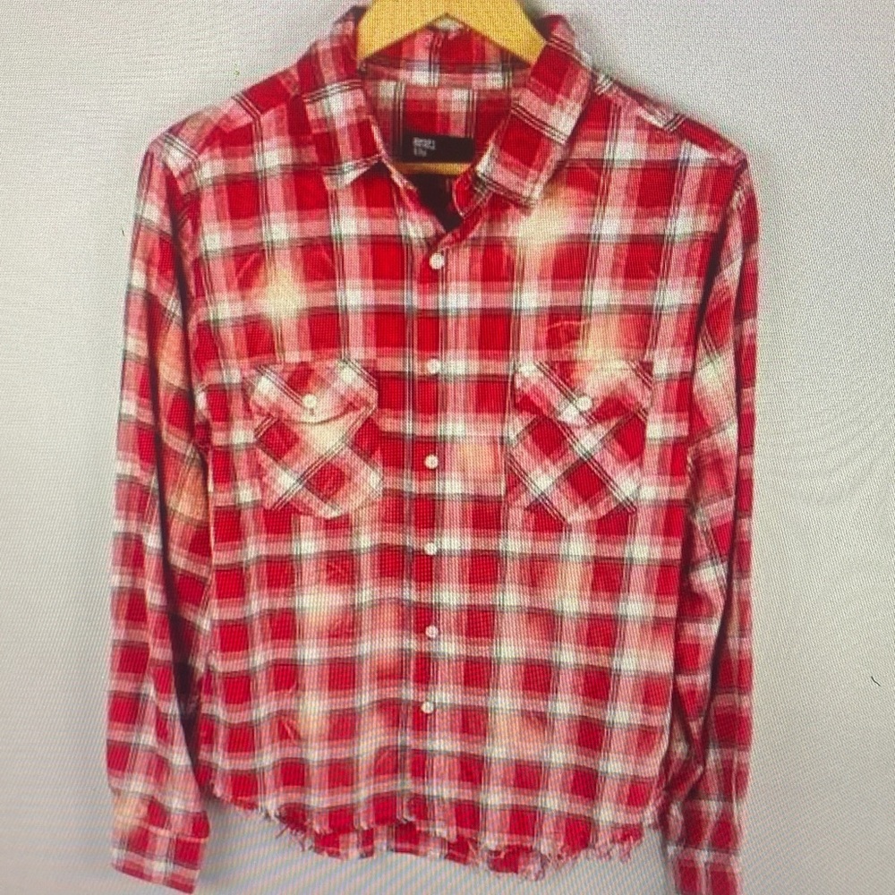 Russell Athletic Red and White Plaid Button-Down Shirt